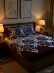 CG Homes Cotton Double Flat 180 TC Printed 1 Bedsheet with 2 Pillow Covers 