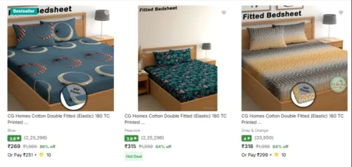 Image of Cg Homes Elastic Bedsheets Starting @ ₹269