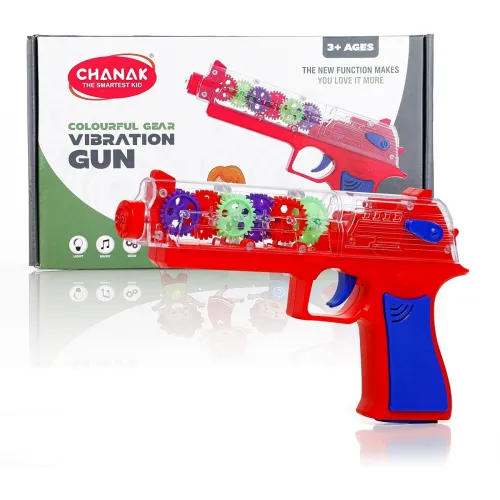 Image of Chanak Transparent Gear Gun Toy for Kids, Electric Concept Gear Gun with Moving Gears, Vibration, Music & Lights for Kid