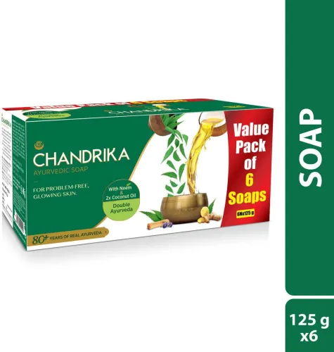 Image of CHANDRIKA Ayurvedic Bathing Soap (125g * pack of 6)
