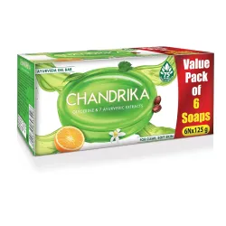 Chandrika Glycerine Ayurveda Gel Bar Glycerine Bath Soap 125g (Pack of 6)