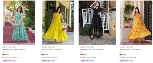 Image of Charvi Creation Women's Kurtas upto 91% Discount
