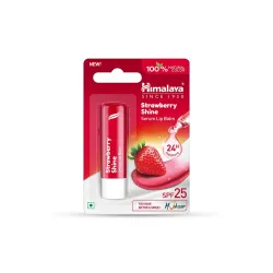 Himalaya Strawberry Shine Serum Infused Lip Balm 4.5G | For Smooth and Nourished Lips | 100% Natural Color & SPF 25 UV Protection