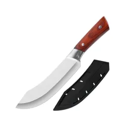 Chef Butcher Knife with Stainless Steel Sharp Curve Blade - Ergonomic Anti Slip Handle Meat Cutting Knife for Slicing, Chopping Fruits, Vegetables and Kitchen Cooking Use (1-D)