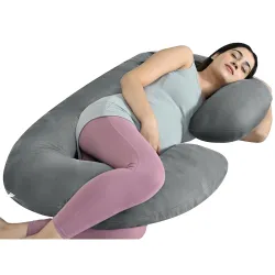 Cherilo C Shape Pregnancy Pillow Velvet Grey
