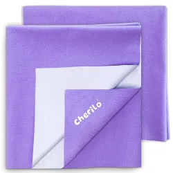 Cherilo Quick Dry Waterproof Protector Baby Dry Sheets, Small (50cm X 70cm)| Violet, Pack of 2