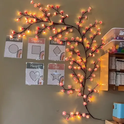 Image of Cherry Blossom LED Tree Branch Wall Decor Lights Remote