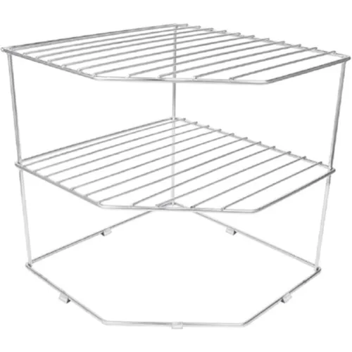 Image of CHHAAP Stainless Steel 2 Level Kitchen Storage Rack for Corners Multipurpose Kitchen Space Organizer