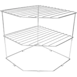 CHHAAP Stainless Steel 2 Level Kitchen Storage Rack for Corners Multipurpose Kitchen Space Organizer