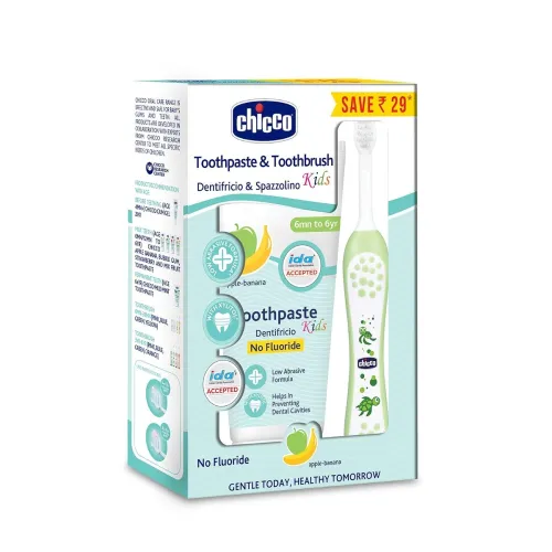Image of Chicco Toothpaste Applebanana + Chicco Brush Green 6-36M