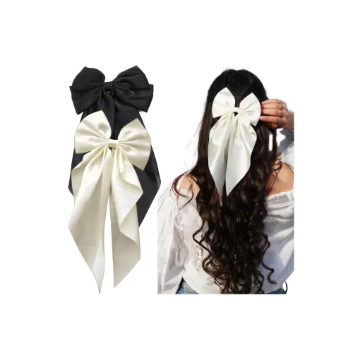 Image of ChicTresses® 2 Pack Black and Off White Hair Bows 