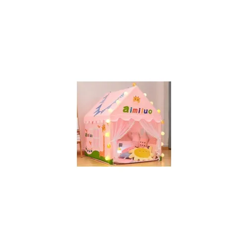 Image of Compact Children Castle Playhouse Kids Tent Pink Giraffe House