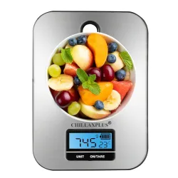 CHILLAXPLUS Kitchen Scale | Electronic Weighing Machine for Food with Touch Button & Tare Function | Stainless Steel Sca