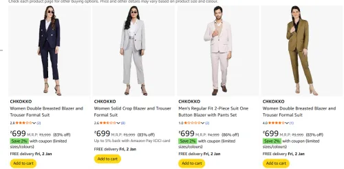 Image of CHKOKKO Blazer & Pant Set From ₹699