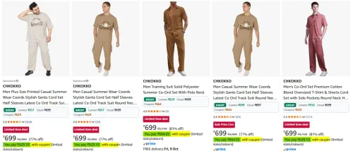 Image of CHKOKKO Men’s Co-Ord Set up to 80% Discount +Coupon