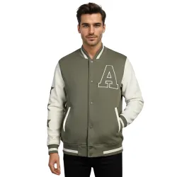 CHKOKKO Men’s Regular Varsity Jacket with Snap Button Closure and Patch Design
