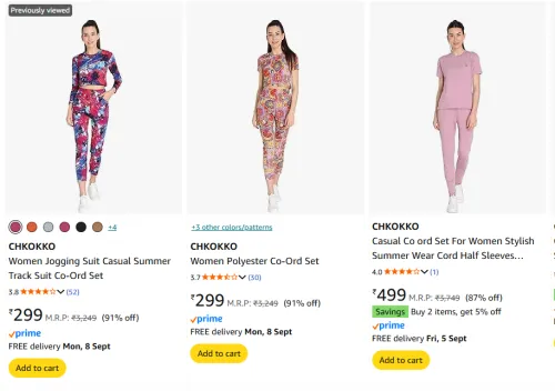 Image of CHKOKKO Women Co-Ord Set Upto 91% Discount