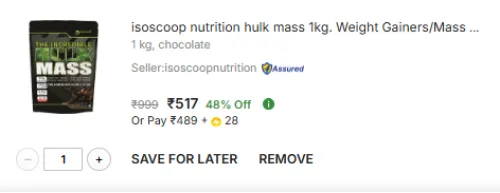 Image of chocolate Mass Gainers 1kg