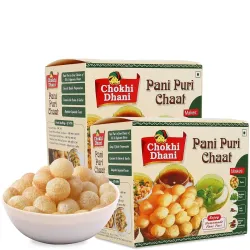 Chokhi Dhani Pani Puri Chaat Kit Pack of 2 (220g Each) | Golgappa / Puchka Kit with 50 Puris | Pudina Pani, Imli & Khaju