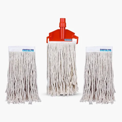 Image of CHOTALIYA Wet Mop Refill 250 GM with Clip and Check Duster Cloth, (RED)1 (PACK OF 3)