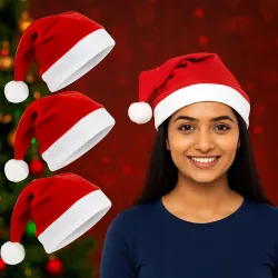 Christmas Santa Cap (Pack of 3) | Free Size