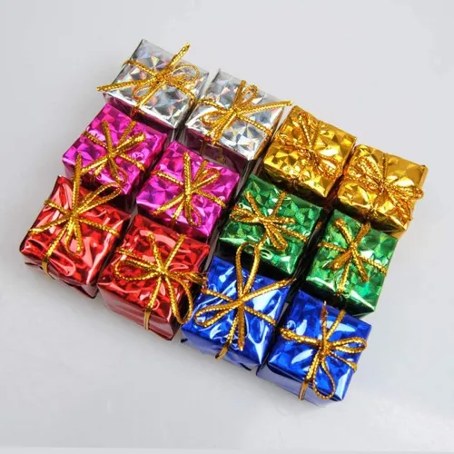 Image of AMFIN (Pack of 12) Christmas Tree Decoration Items, Xmas Gift Decor Ornaments for Tree - Multi