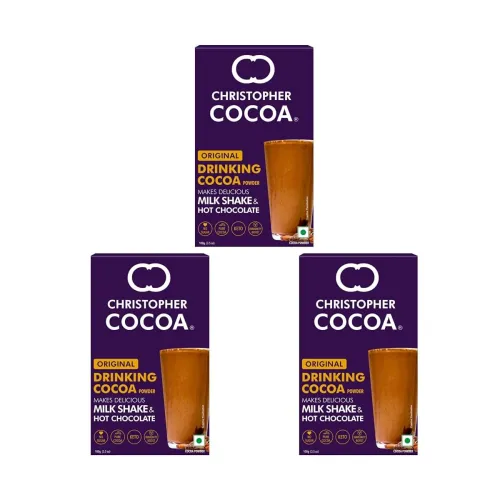 Image of Christopher Cocoa Dark No Sugar Drinking Chocolate Powder 100g Pack of 3