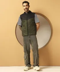 Christy World  Men Colorblock Casual Jacket
