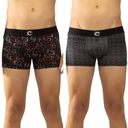 Image of Chromozome Men's Cotton-Stretch Printed Trunks (Pack of 2)