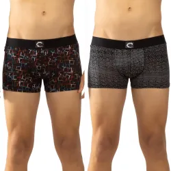 Chromozome Mens Cotton-Stretch Printed Trunks (Pack of 2)
