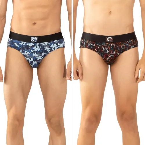 Image of Chromozome Mens Cotton-Stretch Printed Briefs (Pack of 2)