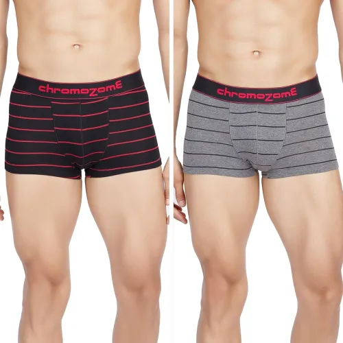 Image of Chromozome Mens Cotton-Stretch Striper Trunks (Pack of 2)
