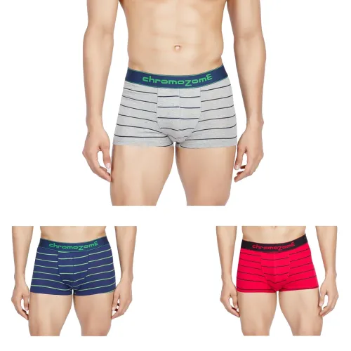 Image of Chromozome Mens Cotton-Stretch Striper Trunks (Pack of 3)