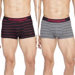 Chromozome Mens Cotton-Stretch Striper Trunks Pack of 2