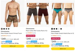Chromozome Mens Trunks Pack of 2 starting @ ₹249