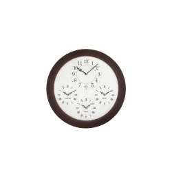 CHRONIKLE Beautiful White Dial Round Wooden World Wall Clock