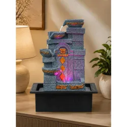 CHRONIKLE Polyresin Table Top Waterfall Fountain with LED Lights