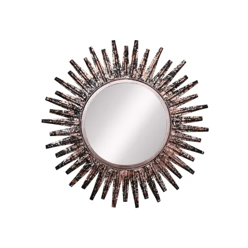 Image of CHRONIKLE Designer Iron Frame Round Wall Hanging Mirror for Living Room Bedroom Home Office Decorations Washroom Bathroo