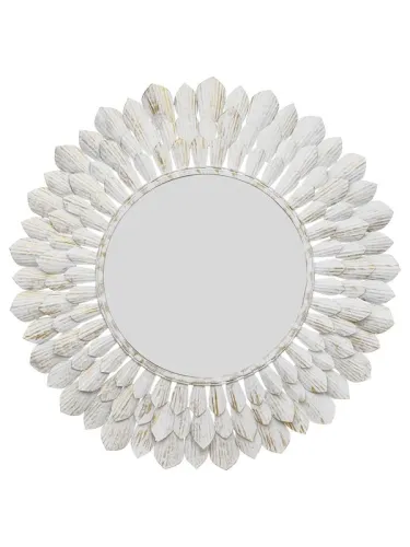 Image of CHRONIKLE Designer Round White Iron Frame Wall Mirror
