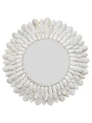 CHRONIKLE Designer Round White Iron Frame Wall Mirror