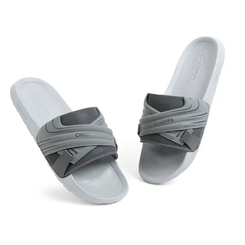Image of CHUPPS Vertex Black Drift Orthopedic Slippers | Soft Footpharma Footbed