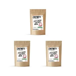 Chutnefy Spicy Onion (Kara) Chutney Freeze-Dried Instant Dry Mix - 250g pack of 3 (1000g)