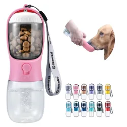 Cibaabo Dog Water Bottle With Food Container, Travel Puppy Bowl, Portable Pet Dispenser, Accessories for Walking and Hiking - Girl Dog Gift