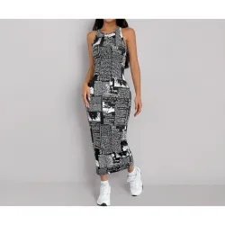 Cicica Dress for Women | One Piece Dresses | Midi Bodycon for Womens | Newspaper Printed Body con