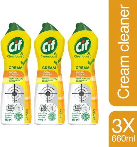 Image of Cif Lemon Cleanboost Cream, For Tough Stain Removal, 660ml, Po3