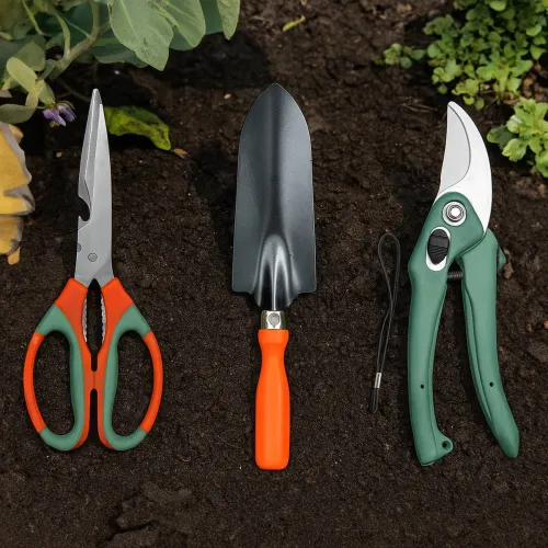 Image of Cinagro Pruning Shears, Garden Trowel, and Gardening Scissors, Gardening Kit_Combo 11 Garden Tool Kit (3 Tools)