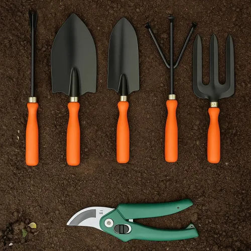 Image of Cinagro Pruner, Trowel, Cultivator, Transplanter, Weeder, Fork, Garden Tool Kit with Pruner Comfortable and Durable (Set