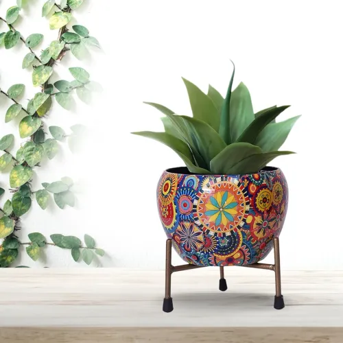 Image of CINAGRO Metal Flower Vase Planter Pot with Iron Stand, Pots for Plants