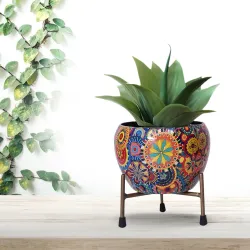 CINAGRO Metal Flower Vase Planter Pot with Iron Stand, Pots for Plants