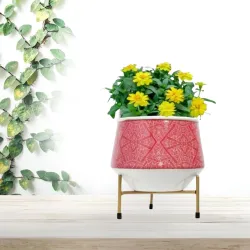 CINAGRO Metal Flower Vase Planter Pot with Iron Stand, Pots for Plants